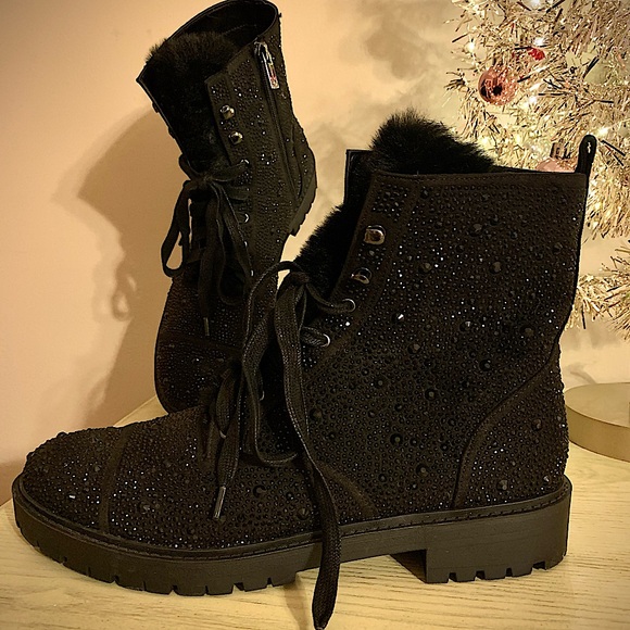 Jessica Simpson Rhinestone Combat Boots Sz 11 - Picture 1 of 5
